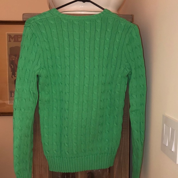 Ralph Lauren Sport V-neck green cotton sweater - Picture 4 of 5